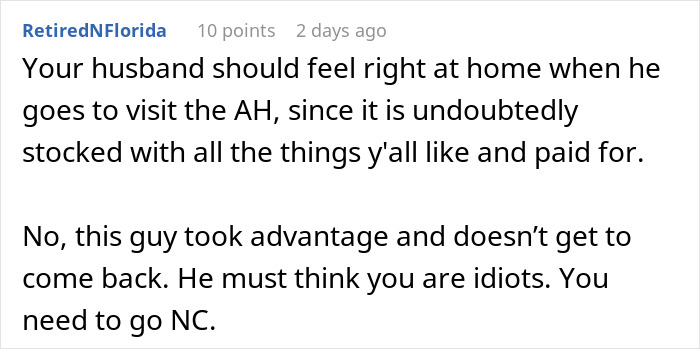 Comment about a friend who ate everything owned and the poster refusing to let him ever come back again. Comment about a friend who ate everything owned and the poster refusing to let him ever come back again.