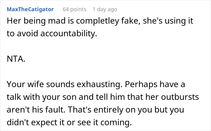 Reddit comment discussing family drama after man films his wife secretly to prove she eats all his fries. Reddit comment discussing family drama after man films his wife secretly to prove she eats all his fries.