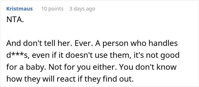 Comment from user discussing reporting sister to CPS after hearing plan to illegally adopt a baby and concerns for child safety. Comment from user discussing reporting sister to CPS after hearing plan to illegally adopt a baby and concerns for child safety.