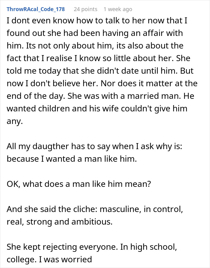 Alt text: Text post about mistress turned wife complaining about absentee husband and concerns over having a third child.