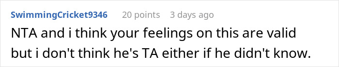 Screenshot of an online comment discussing a woman making her brother feel like she hates him after he thanks her for delivering him.