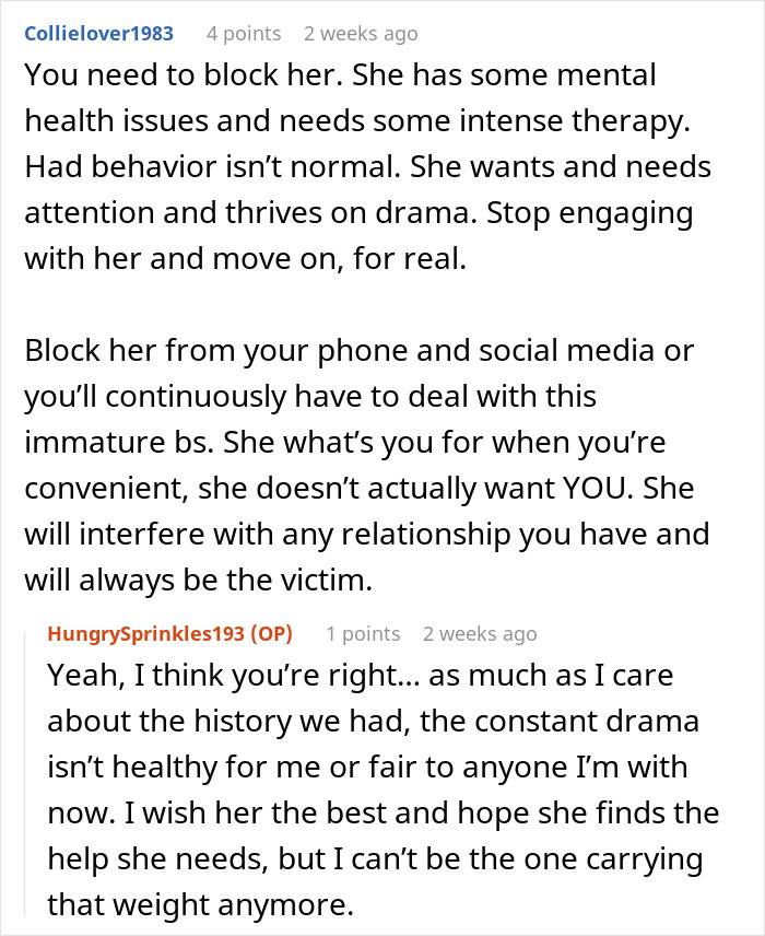 Alt text: Online discussion about rejection, drama, and bestie starting to date another girl after rejection.