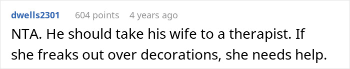 Screenshot of an online comment about a neighbor threatening a couple over their Halloween decorations.