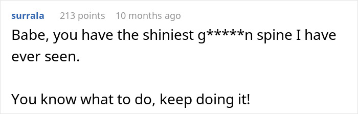 Screenshot of a social media comment praising someone&rsquo;s strong backbone in a relationship called a gold digger for fair chores.