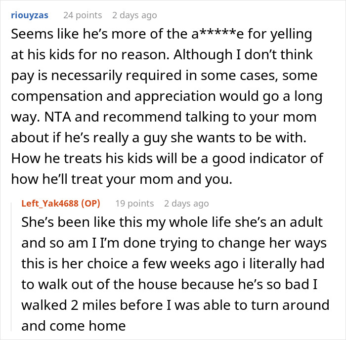 Reddit comments discussing a deadbeat dad dumping kids on girlfriend’s 19-year-old daughter while he sleeps. Reddit comments discussing a deadbeat dad dumping kids on girlfriend’s 19-year-old daughter while he sleeps.