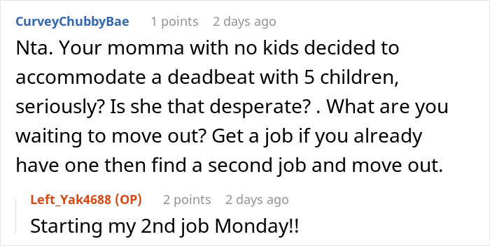 Comment thread discussing a deadbeat dad dumping kids on girlfriend’s 19-year-old daughter while she deals with free sitting. Comment thread discussing a deadbeat dad dumping kids on girlfriend’s 19-year-old daughter while she deals with free sitting.