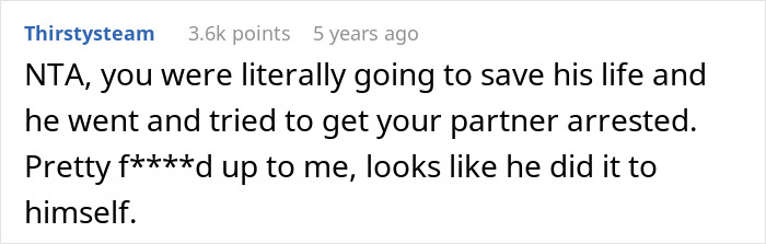 Comment on refusing donate liver lawsuit, discussing a life-saving situation and a partner&rsquo;s wrongful arrest attempt.