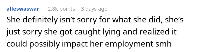 Comment about woman refusing to film coworker&rsquo;s wedding for free, expressing no regret but concern over employment impact.