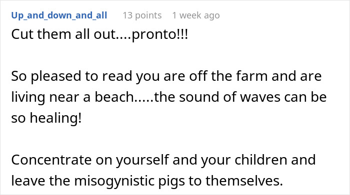 Screenshot of an online comment discussing a man siding with his daughter&rsquo;s cheating ex during a divorce conflict.