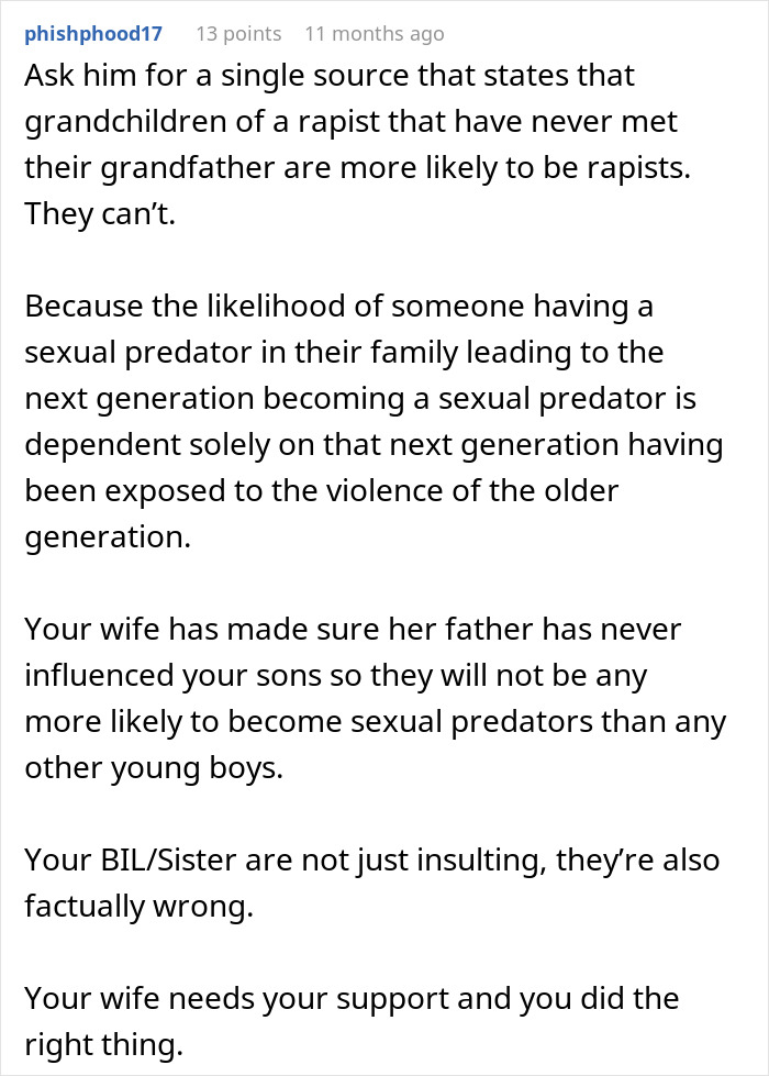 Commenter explains theory about sexual predator influence in family causing conflict with brother-in-law and wife during Thanksgiving.