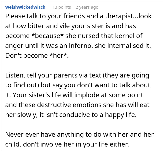 Comment warning about a petty sister ruining a woman’s life instead of seeking therapy and the emotional impact involved. Comment warning about a petty sister ruining a woman’s life instead of seeking therapy and the emotional impact involved.
