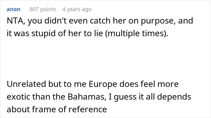 Screenshot of an online discussion where a user comments on a woman embarrassing a new colleague by speaking a falsely known language.