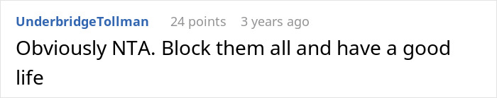 Screenshot of an online comment discussing parents&rsquo; blatant favoritism and a son refusing to help them.