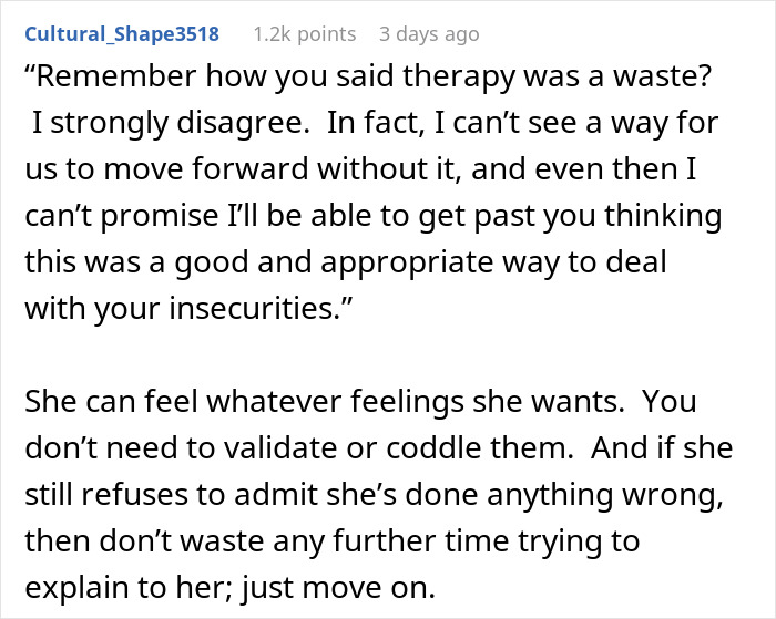 Man rethinks relationship after girlfriend&rsquo;s loyalty test reveals insecurities and challenges moving forward without therapy.