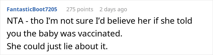 Comment from user discussing concerns about unvaccinated kids and related fallout in a casual online conversation.