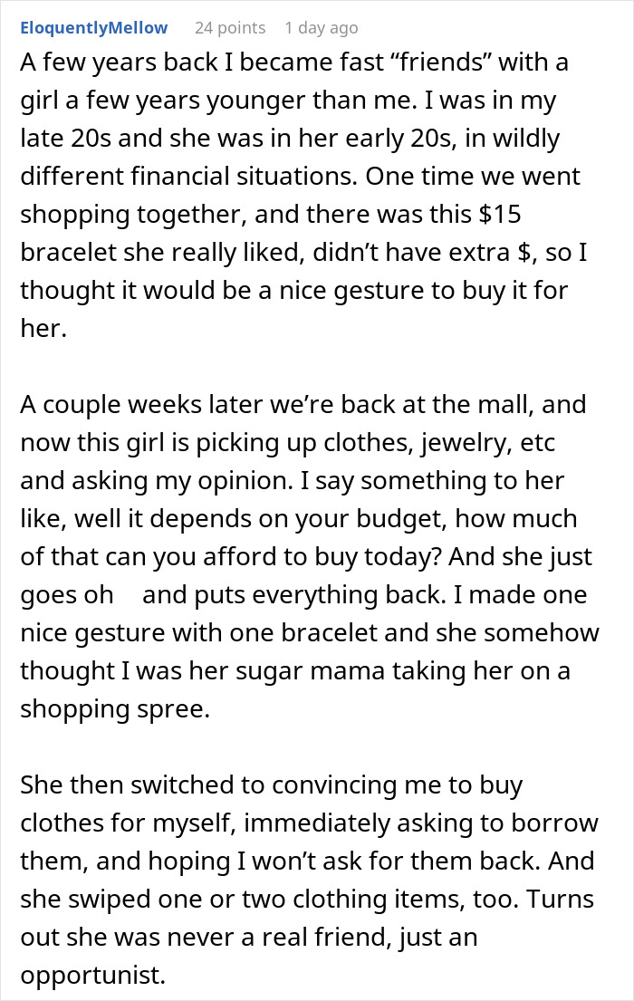 Woman believes friend who forgot her wallet, realizes she was duped and didn&rsquo;t even get a thank you.