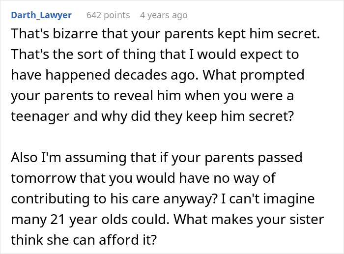 Parents begging son to care for disabled brother after they&rsquo;re gone, sister upset as he refuses responsibility.