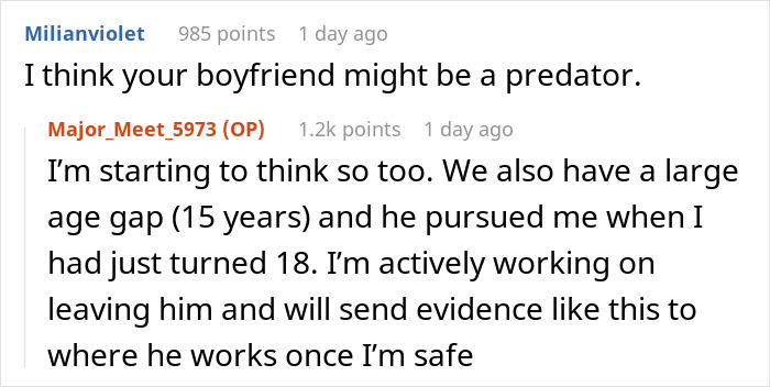 Screenshot of an online forum discussing texts between a 43YO and former student, debating if the messages are appropriate.
