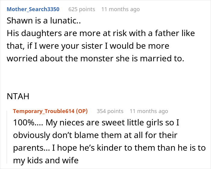 Reddit comments discussing a man banned from Thanksgiving after upsetting his brother-in-law&rsquo;s wife with a controversial theory.