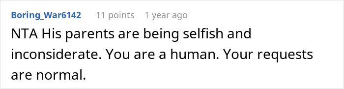Screenshot of an online comment discussing a mom refusing to attend family dinners after being ignored by in-laws. Screenshot of an online comment discussing a mom refusing to attend family dinners after being ignored by in-laws.