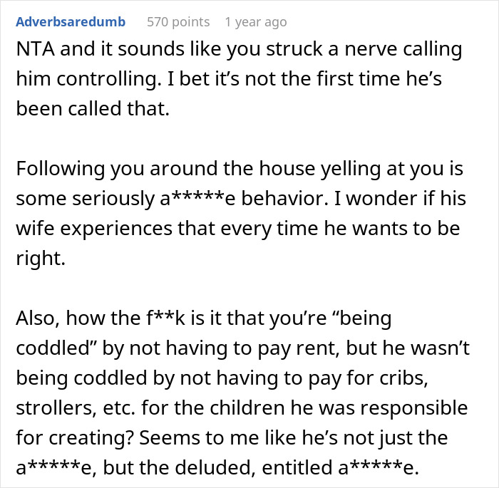 Commenter calls out controlling behavior after brother labels sister the golden child in family conflict.