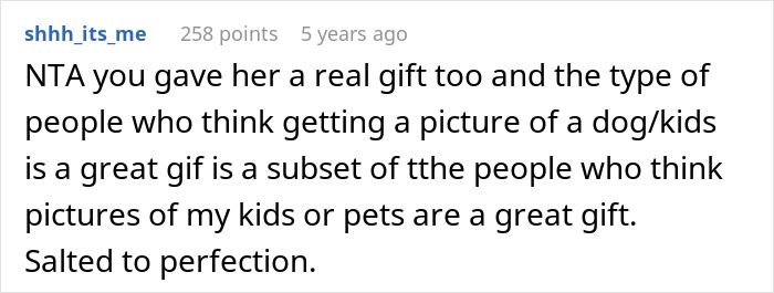 Screenshot of a Reddit comment discussing a man trolling his sister with a dog photo instead of kid&rsquo;s photos.