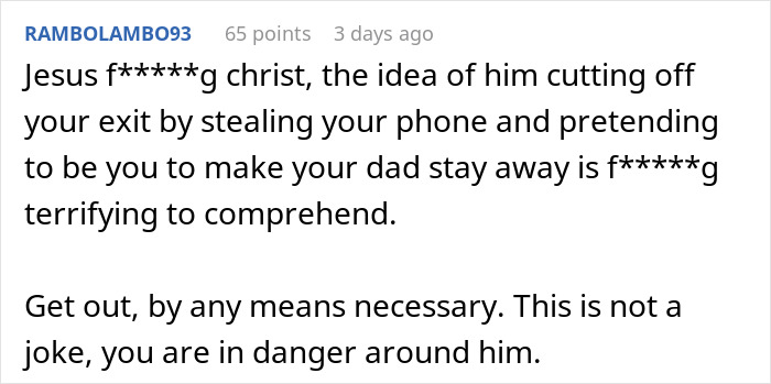 Comment warning about danger of boyfriend destroying girlfriend&rsquo;s grandma&rsquo;s jewelry box and abusive behavior involving theft and threats.