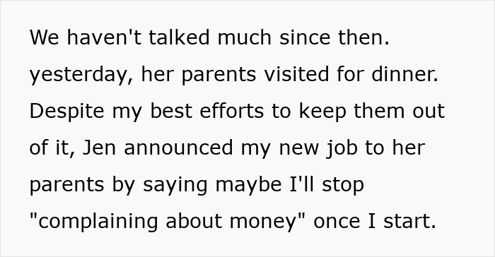 Text excerpt discussing a husband&rsquo;s tense dinner with wife&rsquo;s parents amid threats of divorce and marriage troubles.