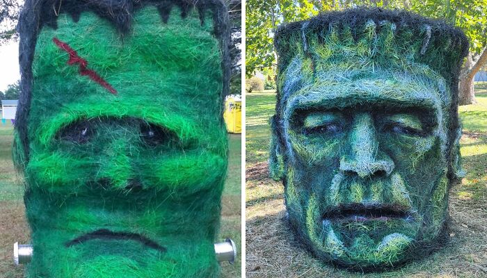 Here’s My Evolution Of Frankenstein’s Hay Bale Monster For 8 Years Straight
