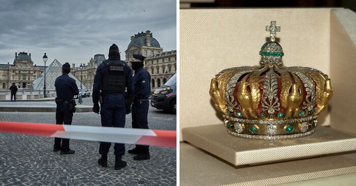 Chainsaw-Wielding Thieves Drop Priceless Crown Outside The Louvre In Bizarre Scooter Getaway