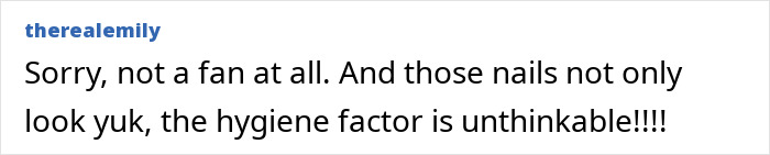 User comment criticizing hygiene and appearance of nails in reaction to Cynthia Erivo&rsquo;s controversial Harper&rsquo;s Bazaar shoot.