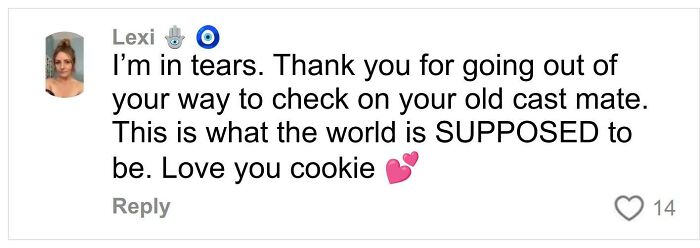 Comment expressing gratitude for checking on a homeless former co-star, relating to Daniel Curtis Lee's heartbreaking meeting.