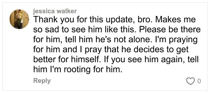 Comment expressing sadness and support after Daniel Curtis Lee's heartbreaking meeting with homeless former co-star Tylor Chase.