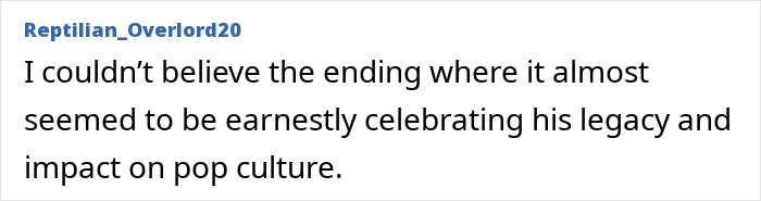 Comment from user Reptilian_Overlord20 expressing disbelief about the ending in Netflix&rsquo;s Monster The Ed Gein Story.