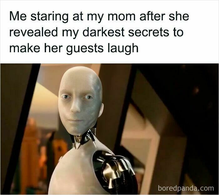 Personified robot with human face staring blankly, depicting a moment in our lives that isn’t an original experience.