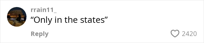 Social media comment saying only in the states, reflecting reaction to American tourist request for Olive Garden dish in Italy.