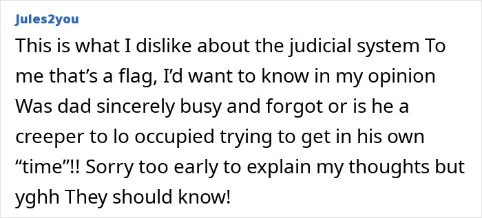 Comment from Jules2you expressing distrust in the judicial system over dad watching adult videos while 2YO daughter died in hot car.