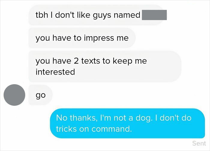 Screenshot of an unhinged conversation where a woman sets strict text limits to stay interested.