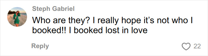 Comment from Steph Gabriel expressing concern about the professional hired for wedding pics quality.