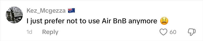 User comment on social media expressing a negative experience related to rental housing, featuring an Australian flag emoji.