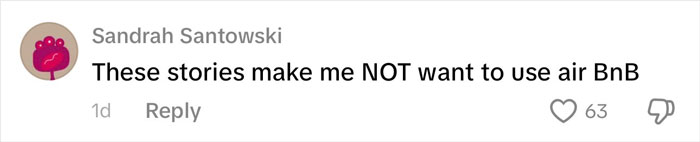 Commenter Sandrah Santowski expressing reluctance to use air BnB after disturbing rental house discovery.