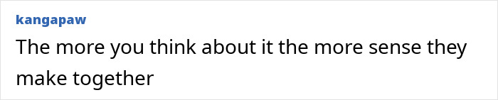 Text message screenshot from user kangapaw saying the more you think about it the more sense they make together related to Katy Perry and Justin Trudeau romance.