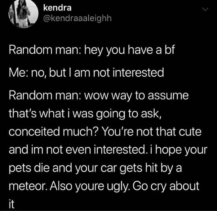 Social media post from Fight The Patriarchy page showing a humorous yet harsh interaction highlighting gender and social issues.