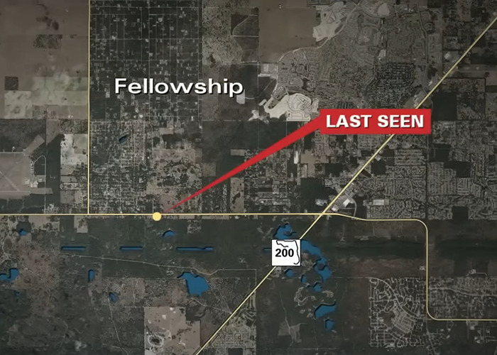 Map showing location where abducted teen was last seen before faking his own kidnapping, as police investigate case.