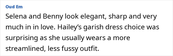 Hailey Bieber wearing a bold dress, avoiding run-in with Selena Gomez at the Academy Museum Gala event.