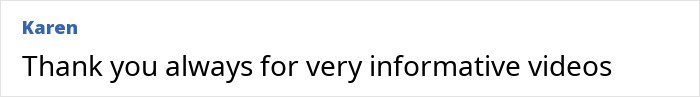 Text comment from Karen thanking for informative videos, highlighting hidden dangers in household items revealed by Harvard doctor. Text comment from Karen thanking for informative videos, highlighting hidden dangers in household items revealed by Harvard doctor.