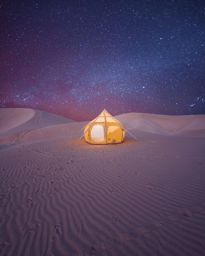 Zahek Dunes At Night And Tent