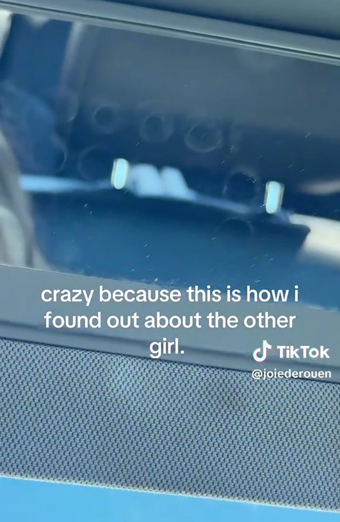 A woman discovers her boyfriend is cheating in a strange way, sharing her story on TikTok with text overlay.