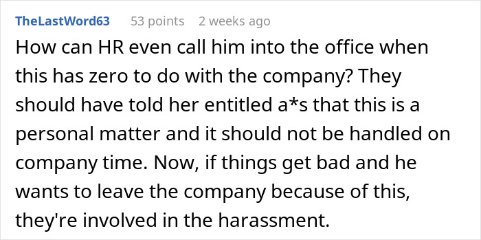 Comment debating HR involvement after woman refuses to film husband&rsquo;s coworker&rsquo;s wedding for free, sparking controversy.