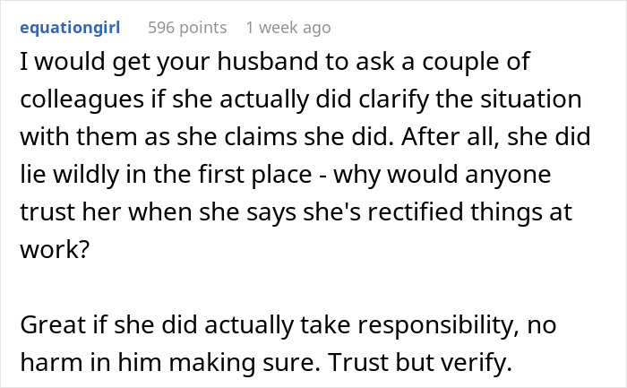 Comment discussing a woman refusing to film husband&rsquo;s coworker&rsquo;s wedding for free and trust issues raised.